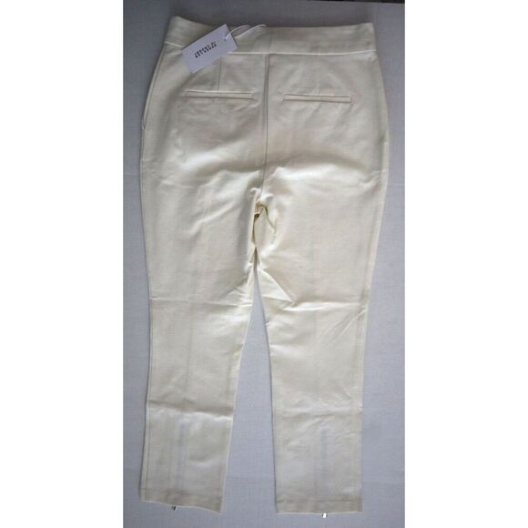 Derek Lam 10 Crosby Women Sz 4 Soft White Van Cropped Zip Front Slit Pants - Picture 2 of 12